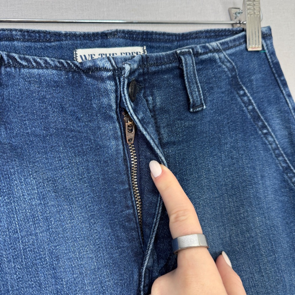 Free People We The Free Flare Jeans Womens 25 Blue Side Slit Denim Pants Boho - Picture 4 of 13